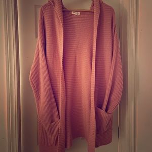Hooded Plus Cardigan 3X Pink
